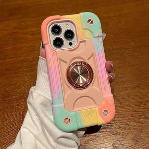 Colorful Rugged Ring Holder Hard PC Shockproof Phone Case for iPhone 6P 7P 8P